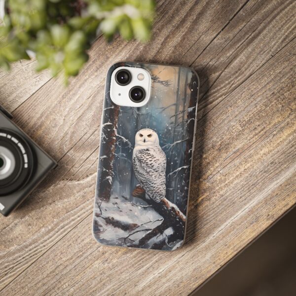 Snowy Owl In Forest Flexi Case - Image 3