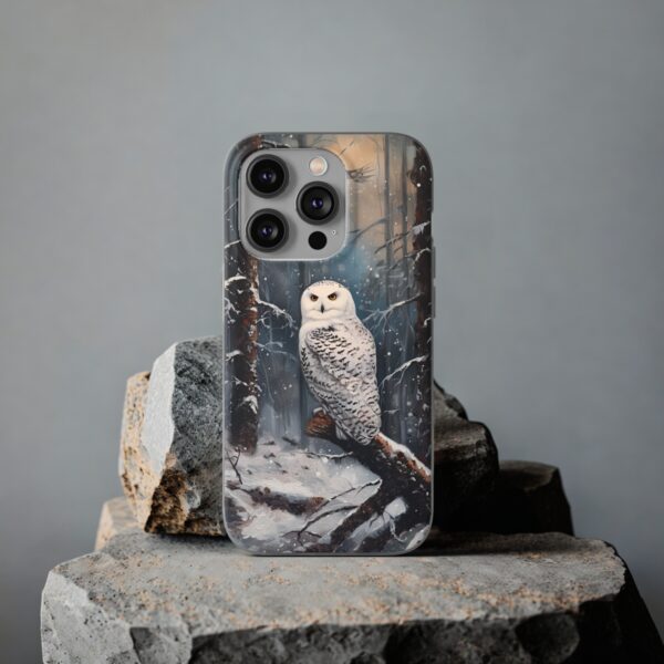 Snowy Owl In Forest Flexi Case - Image 10