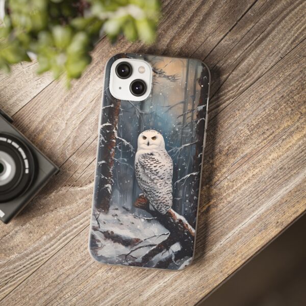 Snowy Owl In Forest Flexi Case - Image 11