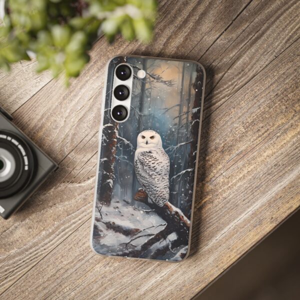 Snowy Owl In Forest Flexi Case - Image 12