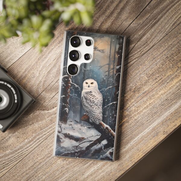 Snowy Owl In Forest Flexi Case - Image 14
