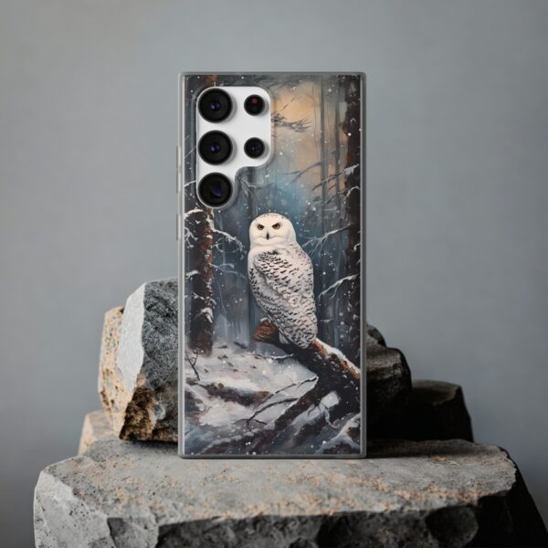 Snowy Owl In Forest Flexi Case - Image 15