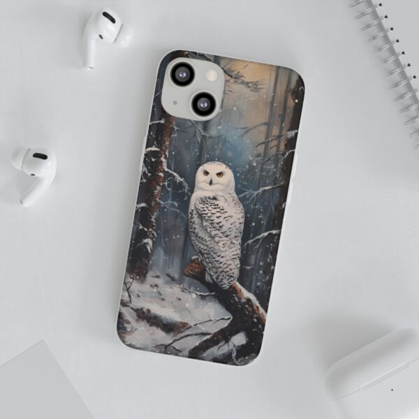 Snowy Owl In Forest Flexi Case - Image 6