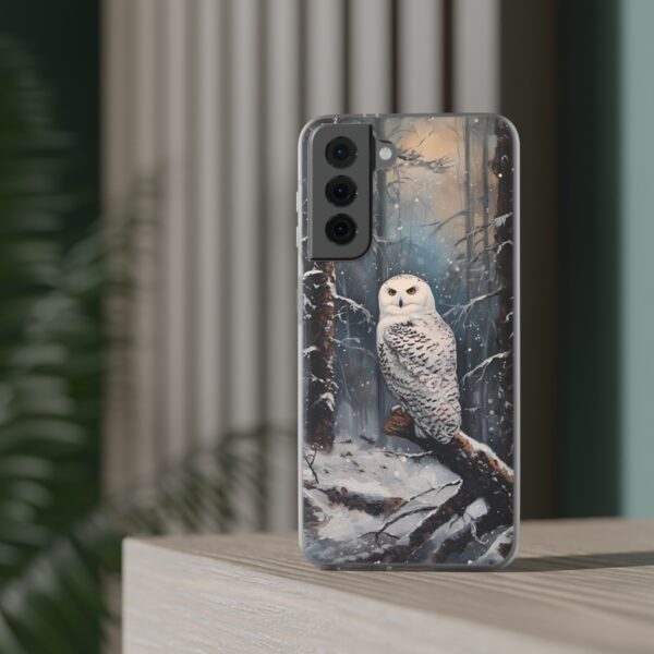 Snowy Owl In Forest Flexi Case - Image 8