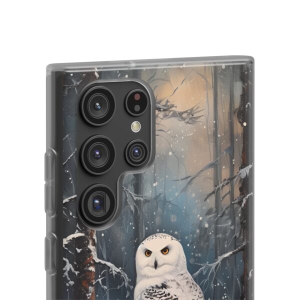 Snowy Owl In Forest Flexi Case - Image 9