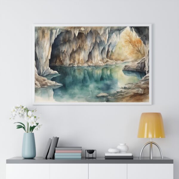 Cave With Crystal Clear Lake Framed Poster