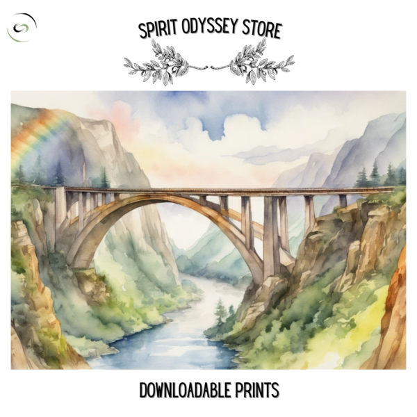 Bridge Connecting Mountains Printable Wall Art