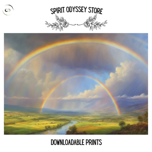 Double Rainbow Over Scenic Valley Printable Wall Art