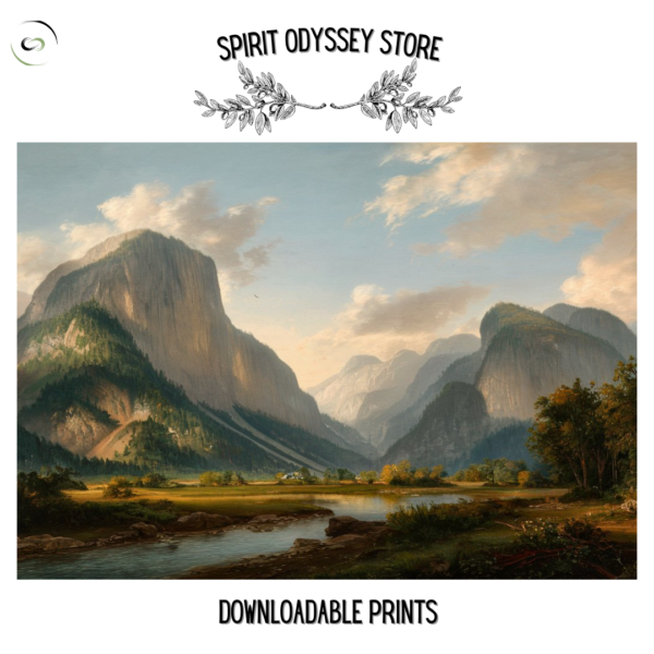 Vintage Mountain River Printable Wall Art
