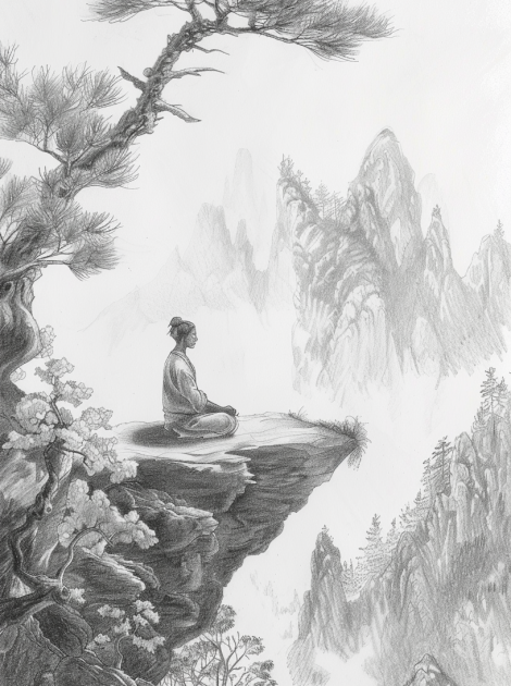 0zedek0_Sacred_Mountain_Retreat_A_solitary_hermit_meditating__39a3e791-7f31-4958-8a84-ba24218fa1a3_2